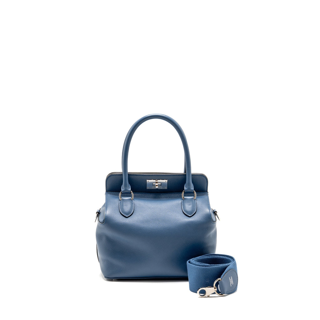 Hermes Toolbox 20 Evercolor Blue / Light Grey SHW