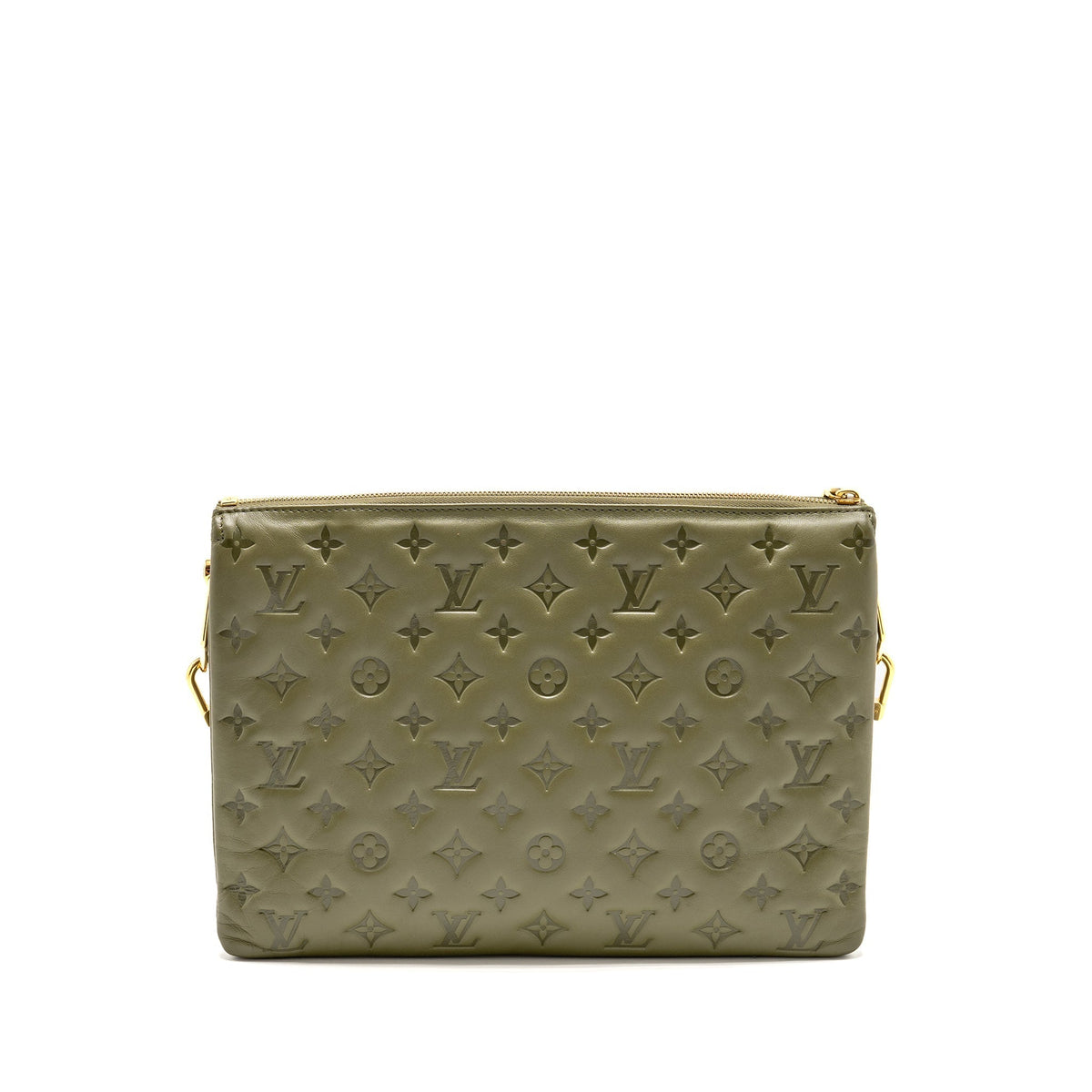 LOUIS VUITTON COUSSIN MM MONOGRAM-EMBOSSED PUFFY LAMBSKIN KHAKI GHW