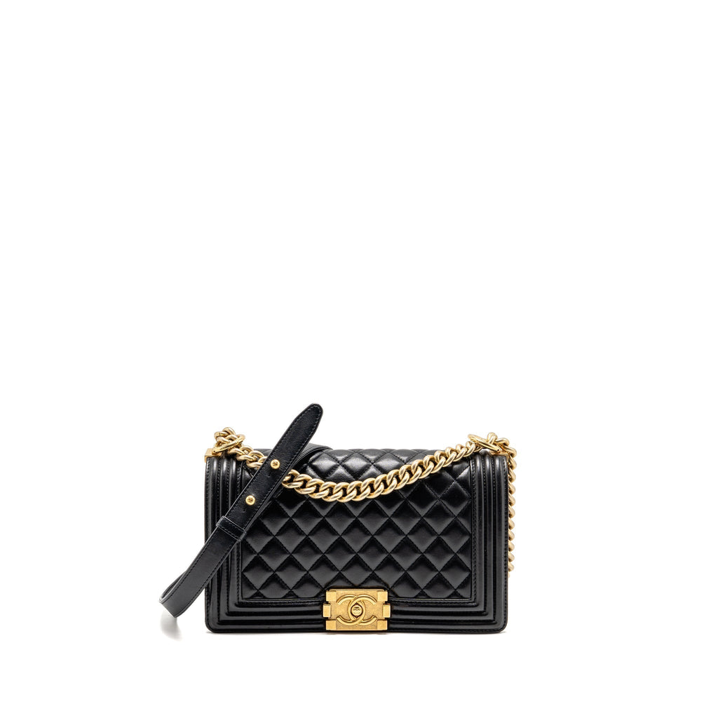 CHANEL MEDIUM BOY BAG LAMBSKIN BLACK GHW