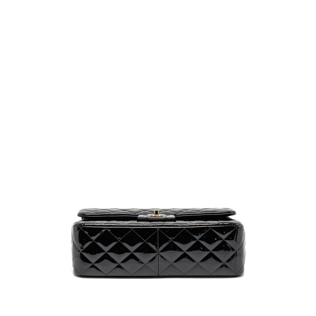 CHANEL JUMBO CLASSIC DOUBLE FLAP BAG PATENT BLACK SHW
