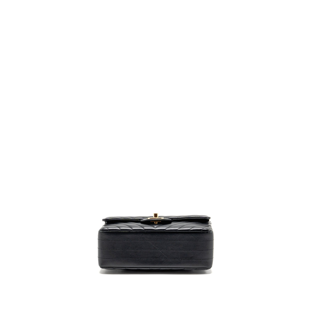 CHANEL MINI RECTANGULAR FLAP BAG CHEVRON LAMBSKIN BLACK LGHW