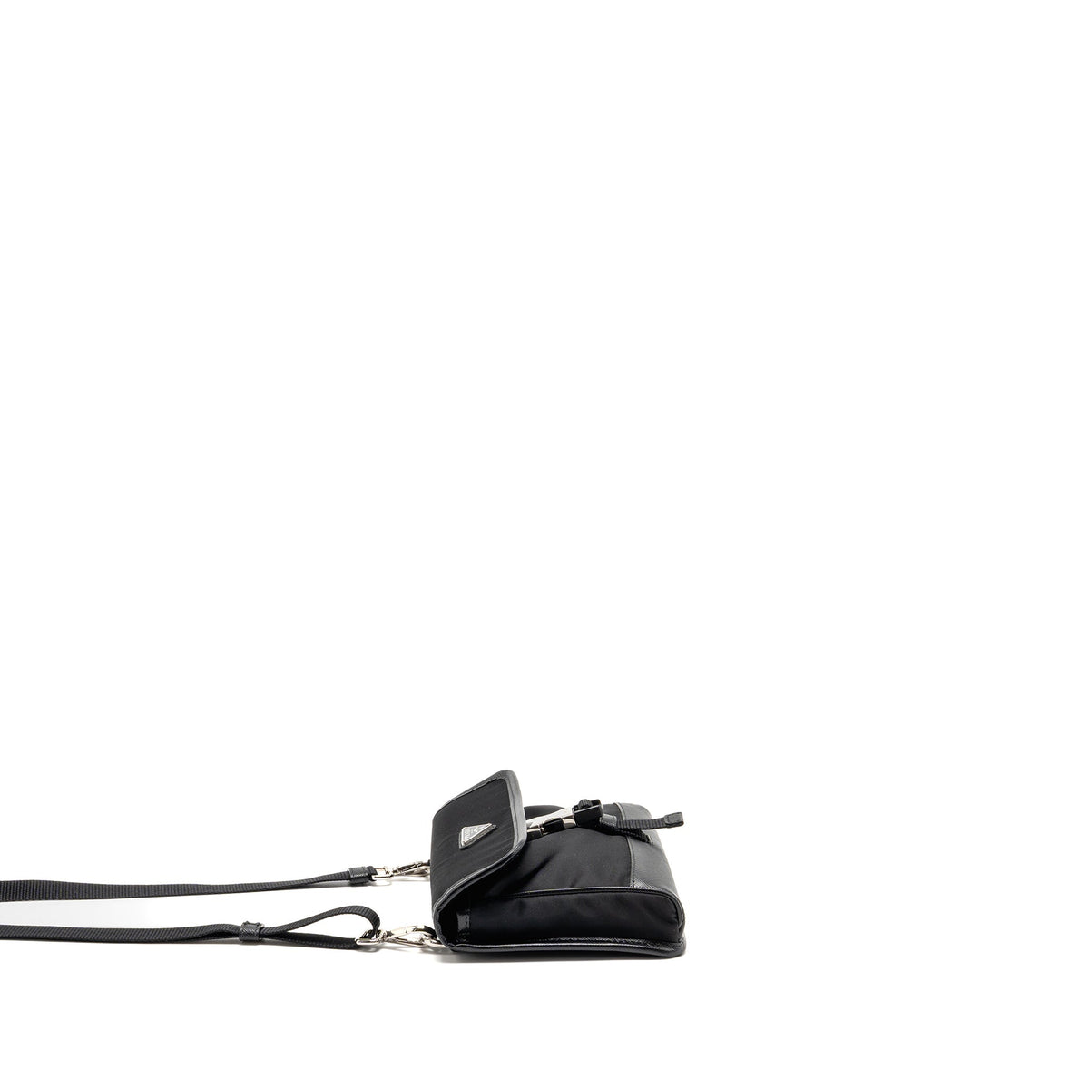 PRADA TRIMMED SAFFIANO PHONE CASE RE-NYLON BLACK SHW
