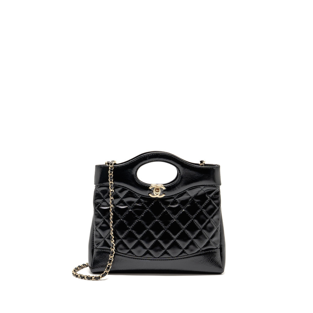 CHANEL MINI 31 BAG SHINY CALFSKIN BLACK LGHW (MICROCHIP)