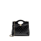 CHANEL MINI 31 BAG SHINY CALFSKIN BLACK LGHW (MICROCHIP)