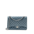 Chanel Classic maxi double flap bag lambskin blue SHW