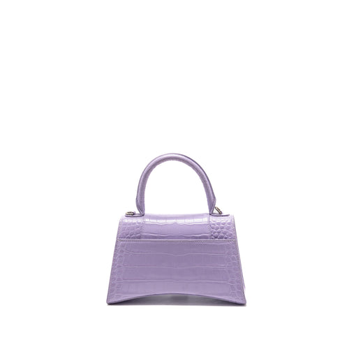 Balenciaga Small Hourglass Bag Croc-Embossed Calfskin Lilac SHW