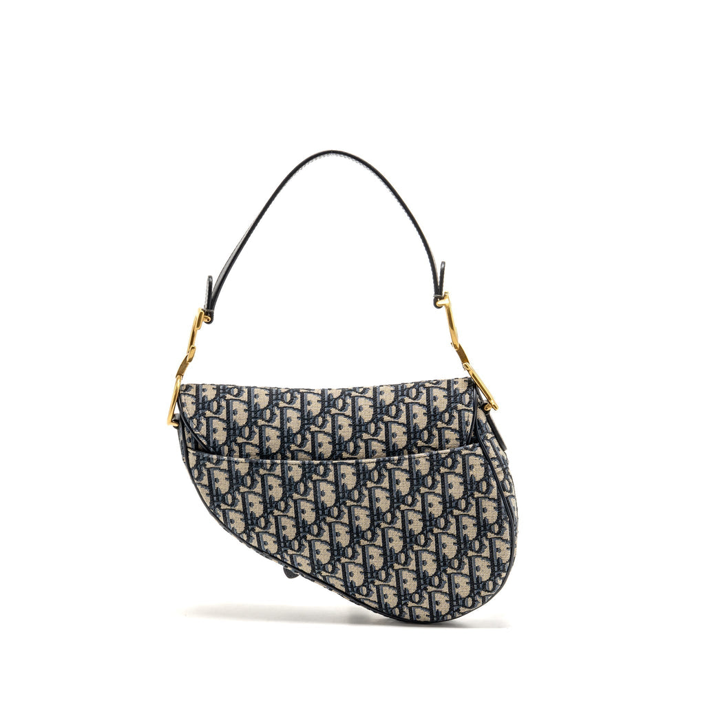 DIOR MEDIUM SADDLE BAG BLUE OBLIQUE CANVAS GHW