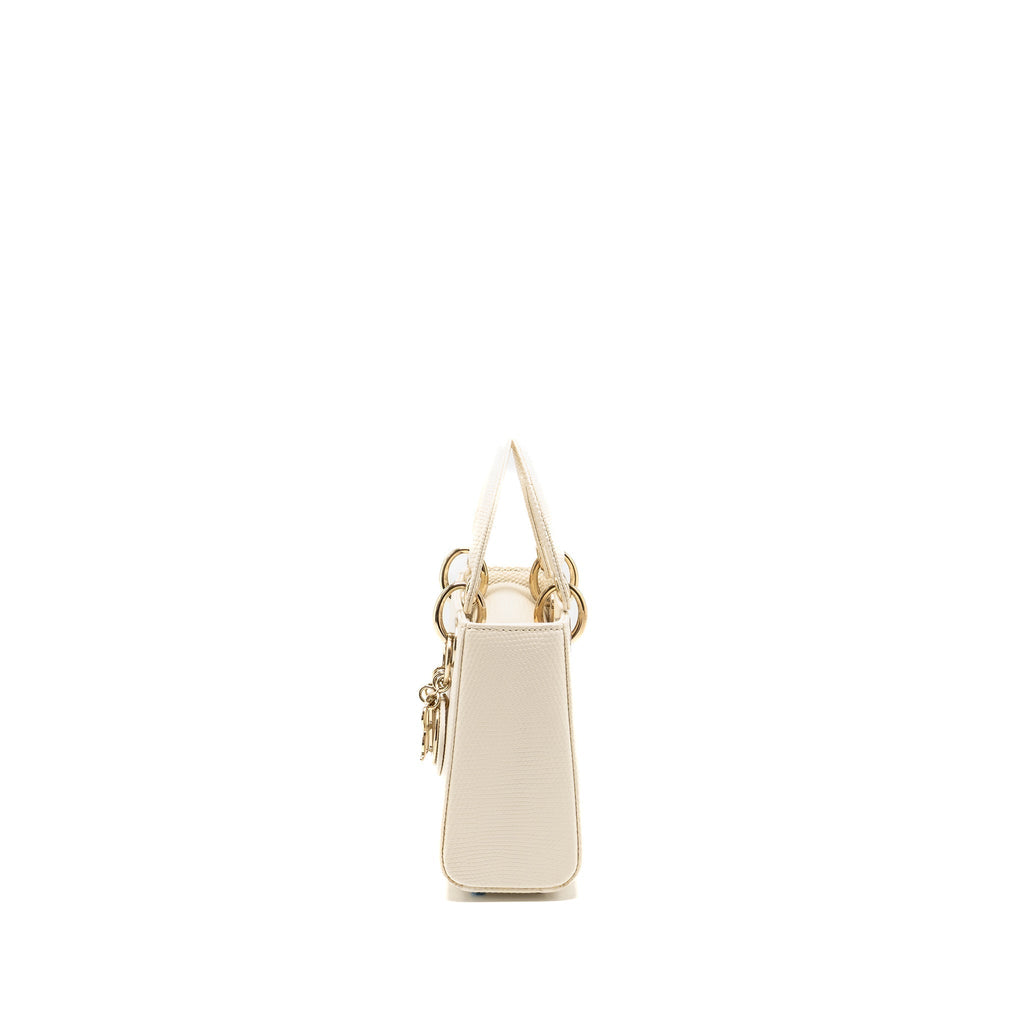 DIOR MINI LADY DIOR LIZARD WHITE LGHW