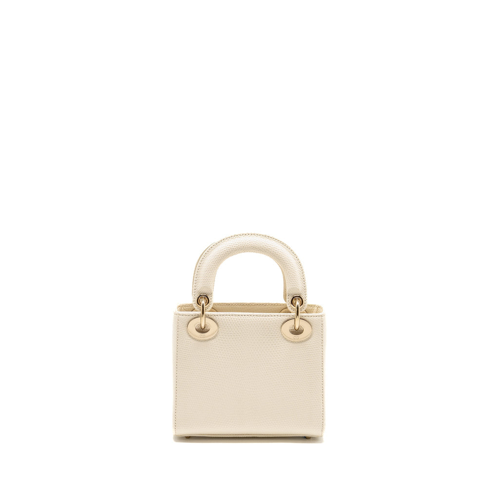 DIOR MINI LADY DIOR LIZARD WHITE LGHW