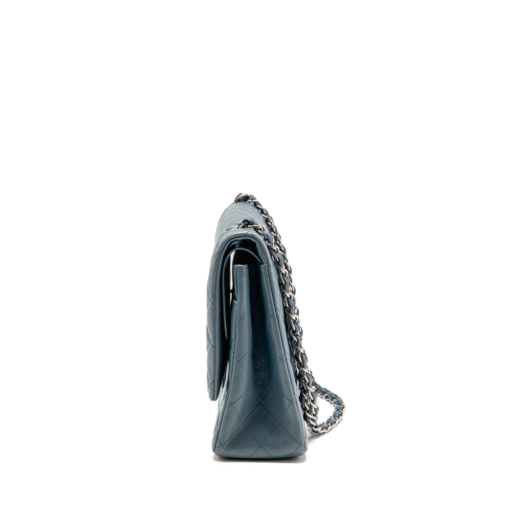 Chanel Classic maxi double flap bag lambskin blue SHW