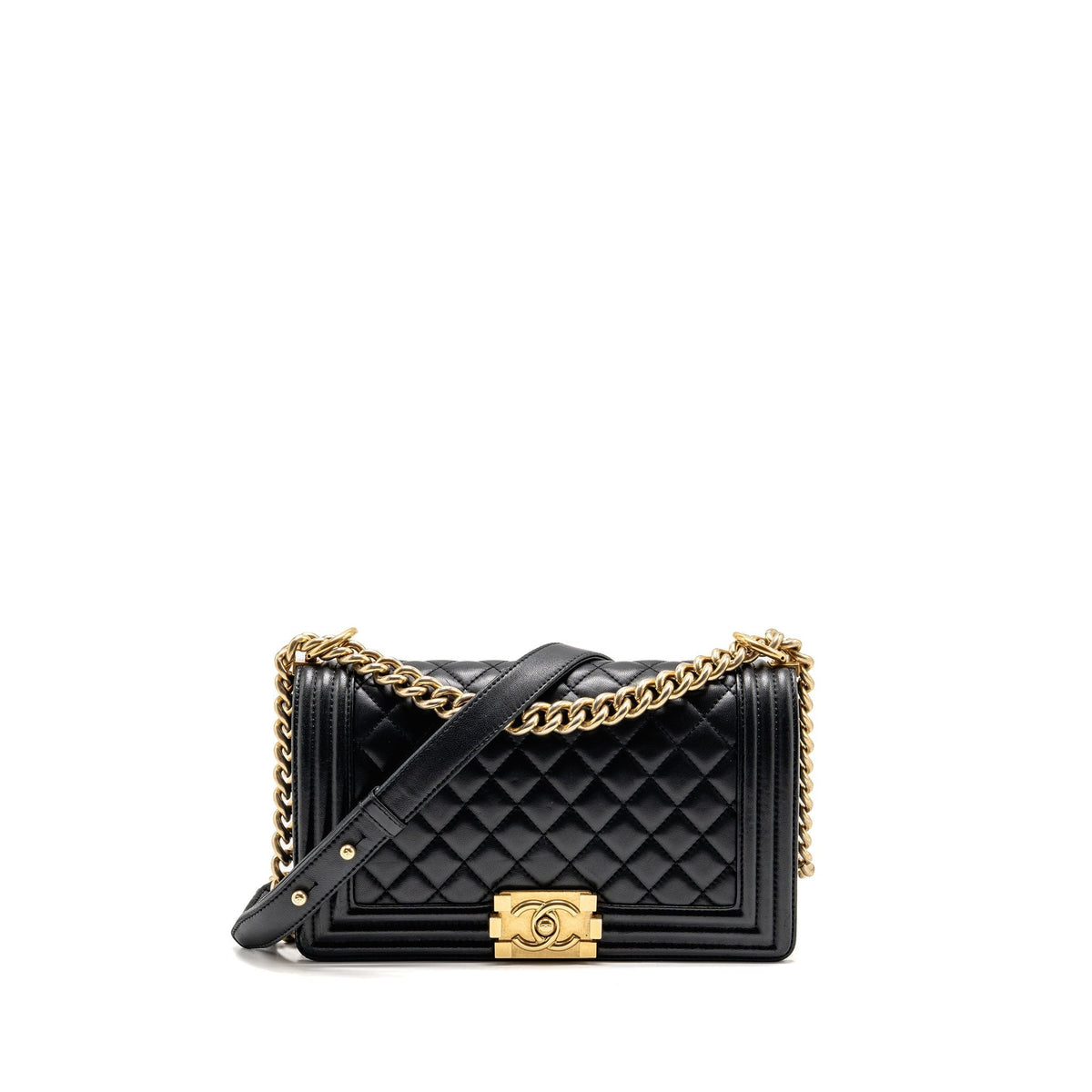 CHANEL MEDIUM BOY BAG LAMBSKIN BLACK GHW