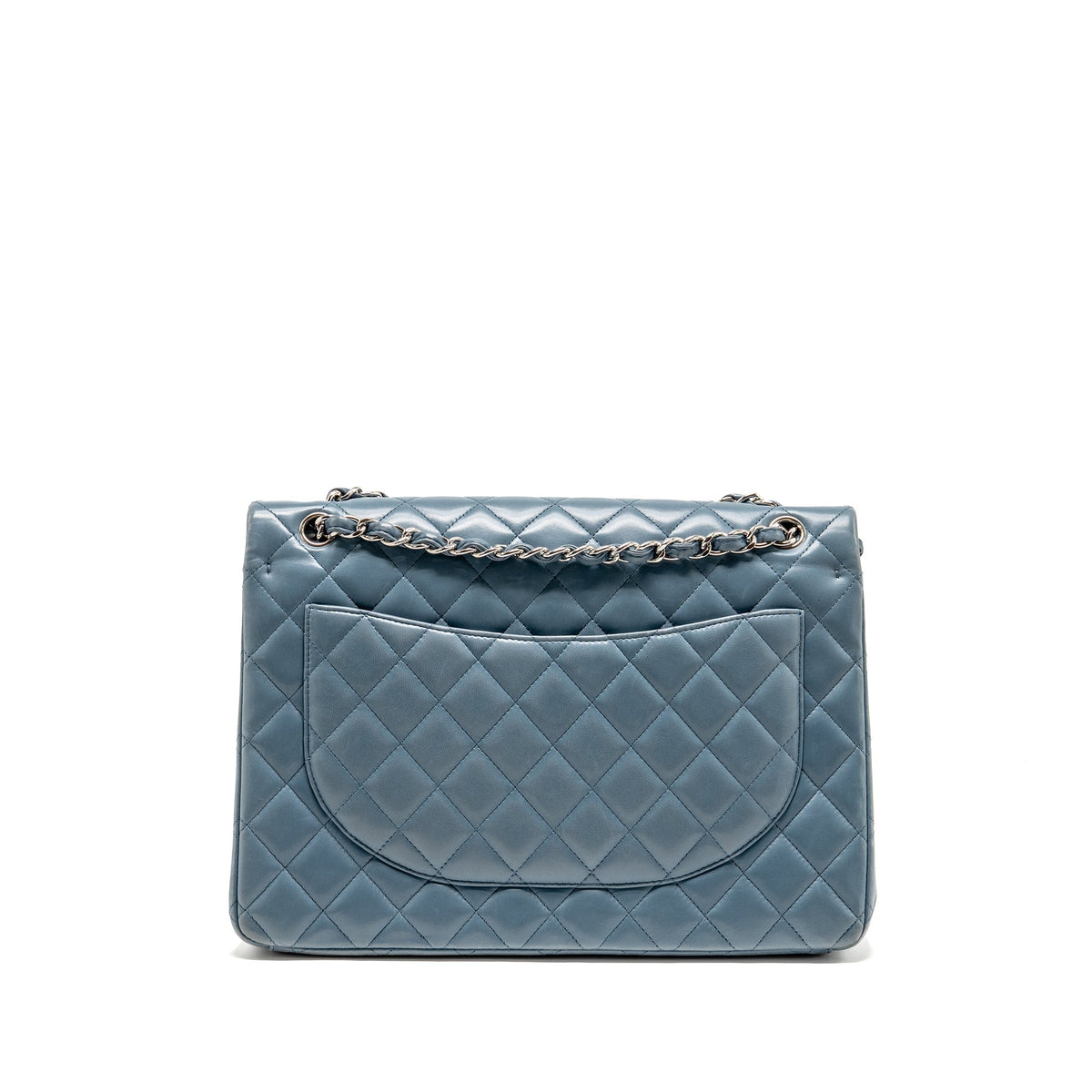 Chanel Classic maxi double flap bag lambskin blue SHW
