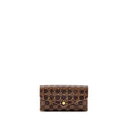 Louis Vuitton Sarah Portefeuille Long Wallet Damier Ebene Canvas Pink GHW