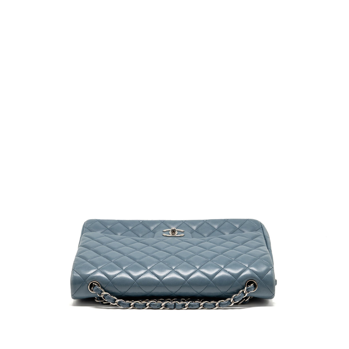 Chanel Classic maxi double flap bag lambskin blue SHW