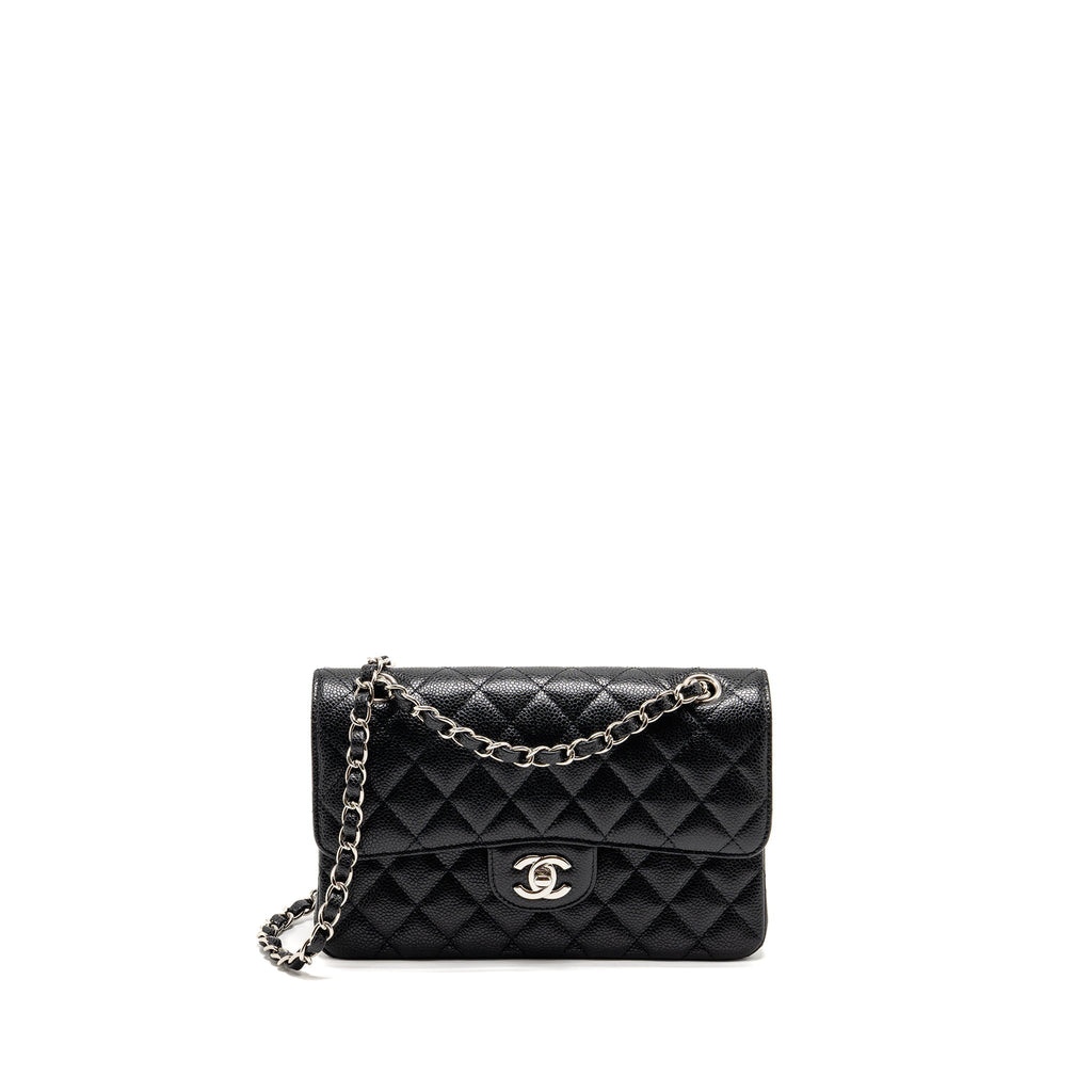 CHANEL SMALL CLASSIC DOUBLE FLAP BAG CAVIAR BLACK SHW