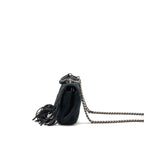 Saint Laurent/YSL Medium Chevron Fringe College Bag Suede Black Ruthenium Hardware