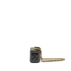 Chanel detail cc logo mini vanity case with chain lambskin black GHW (microchip)