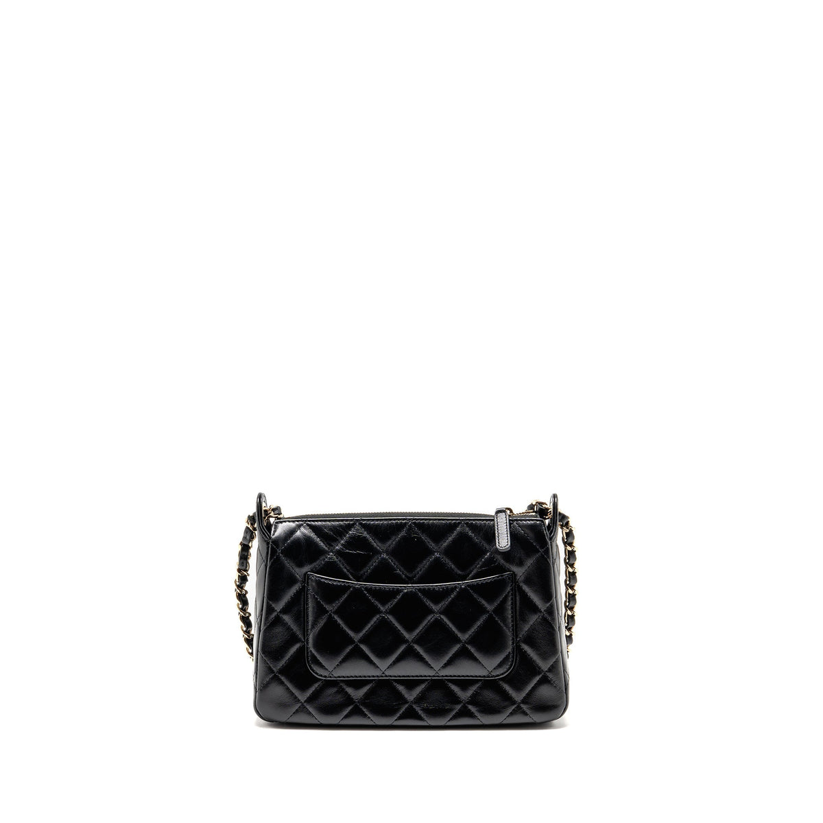 CHANEL 25C CAMERA BAG SHINY LAMBSKIN BLACK LGHW (MICROCHIP)