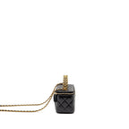 Chanel Letter Logo Detailed Top Handle Long Vanity Shiny Calfskin Black GHW (Microchip)