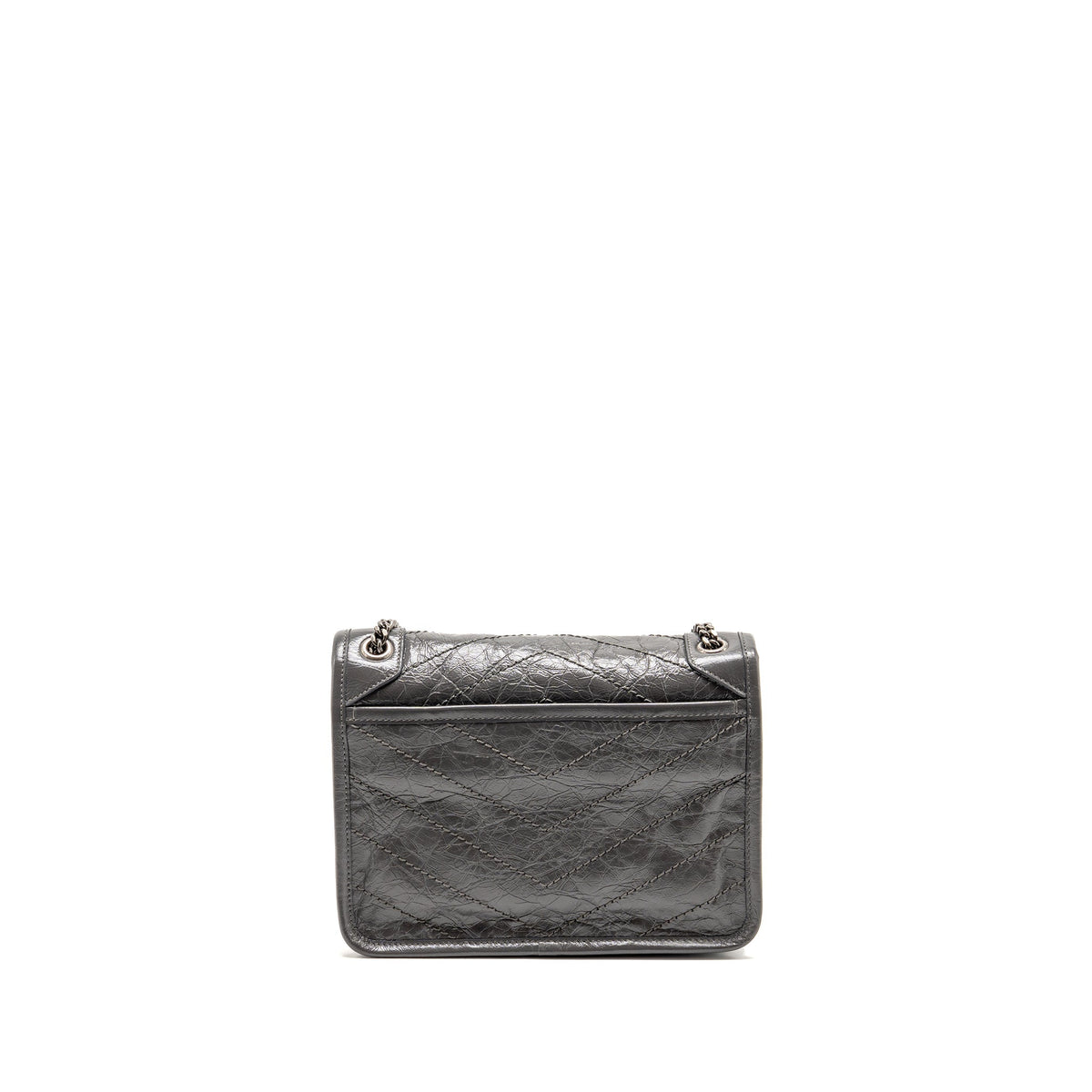 Saint Laurent/YSL Niki Baby Flap Bag Vintage Calfskin Grey Ruthenium Hardware
