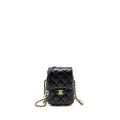 Chanel letter pearl chain mini flap clutch Lambskin black LGHW