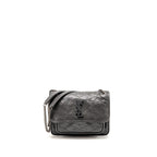 Saint Laurent/YSL Niki Baby Flap Bag Vintage Calfskin Grey Ruthenium Hardware