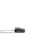 Chanel letter pearl chain mini flap clutch Lambskin black LGHW