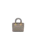 DIOR SMALL SUPPLE LADY DIOR STUDDED CALFSKIN GREY GHW