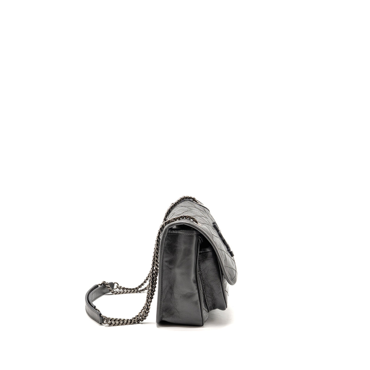 Saint Laurent/YSL Niki Baby Flap Bag Vintage Calfskin Grey Ruthenium Hardware