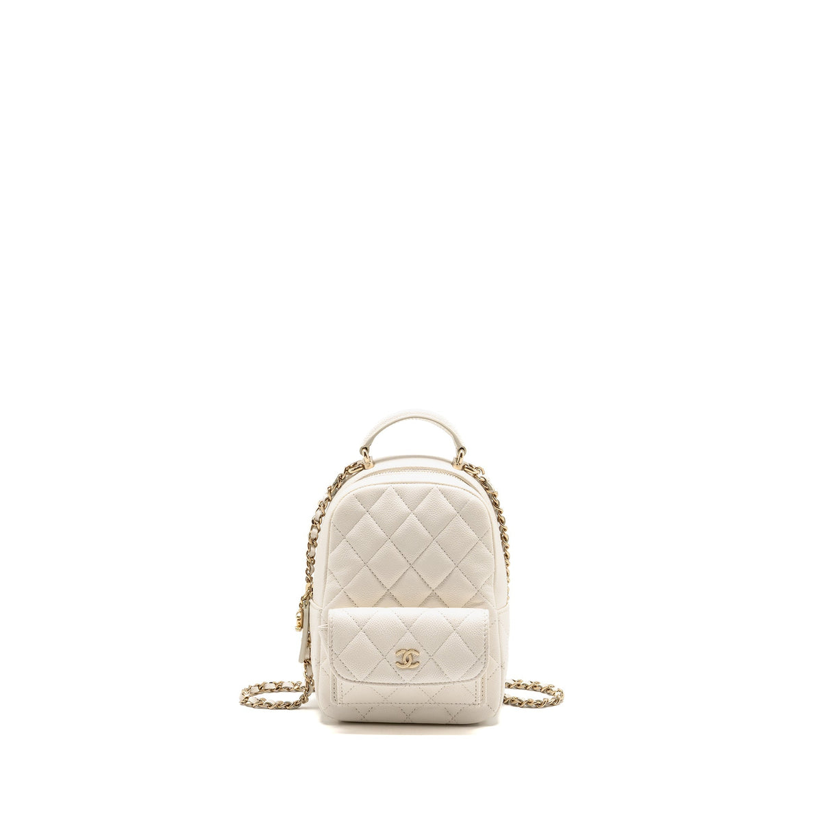 Chanel 24C Mini Backpack Caviar White LGHW (Microchip)
