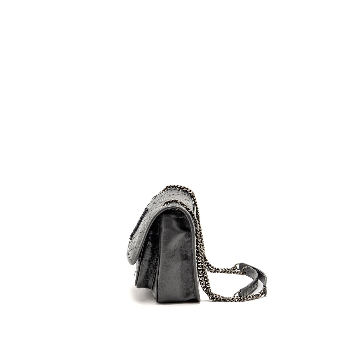 Saint Laurent/YSL Niki Baby Flap Bag Vintage Calfskin Grey Ruthenium Hardware