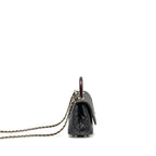 CHANEL MINI COCO HANDLE CAVIAR BLACK / BURGUNDY HANDLE LGHW (MICROCHIP)