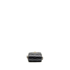 Chanel letter pearl chain mini flap clutch Lambskin black LGHW