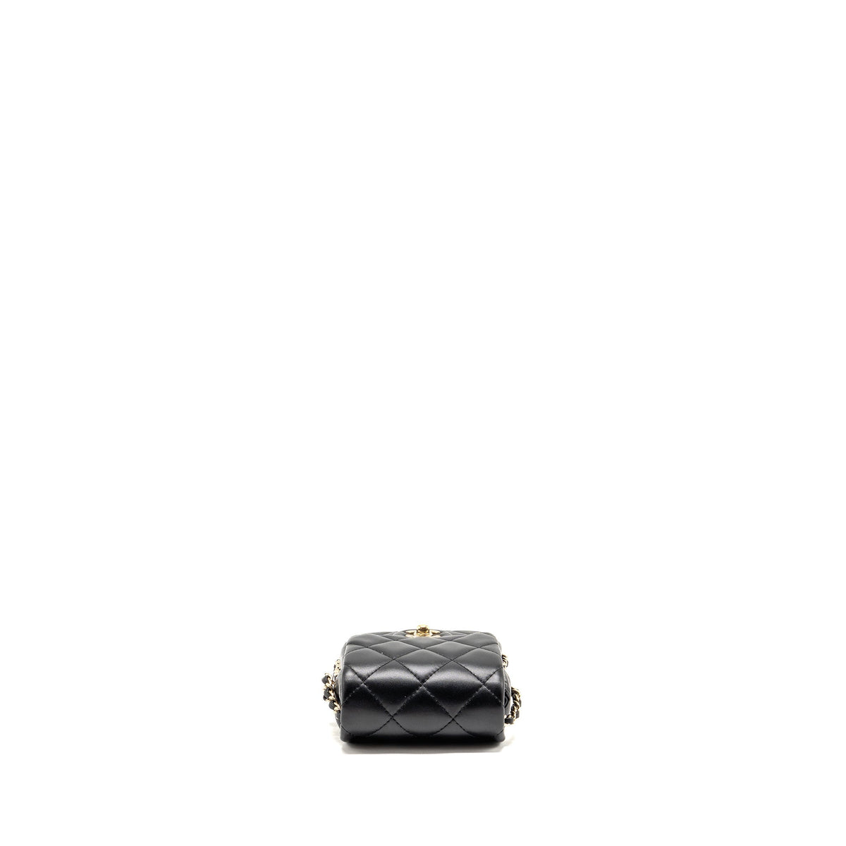 Chanel letter pearl chain mini flap clutch Lambskin black LGHW