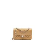 CHANEL SMALL CLASSIC DOUBLE FLAP BAG CAVIAR BEIGE SHW
