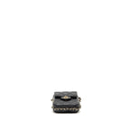 Chanel letter pearl chain mini flap clutch Lambskin black LGHW