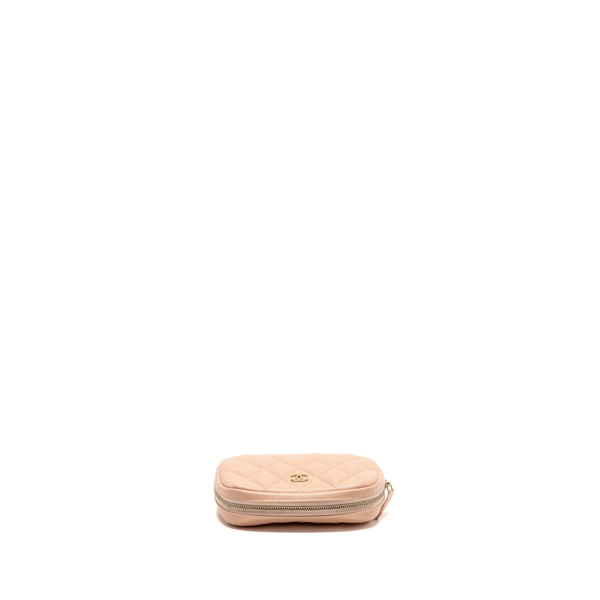 Chanel Small Cosmetic Pouch Caviar Light Beige LGHW (Microchip)