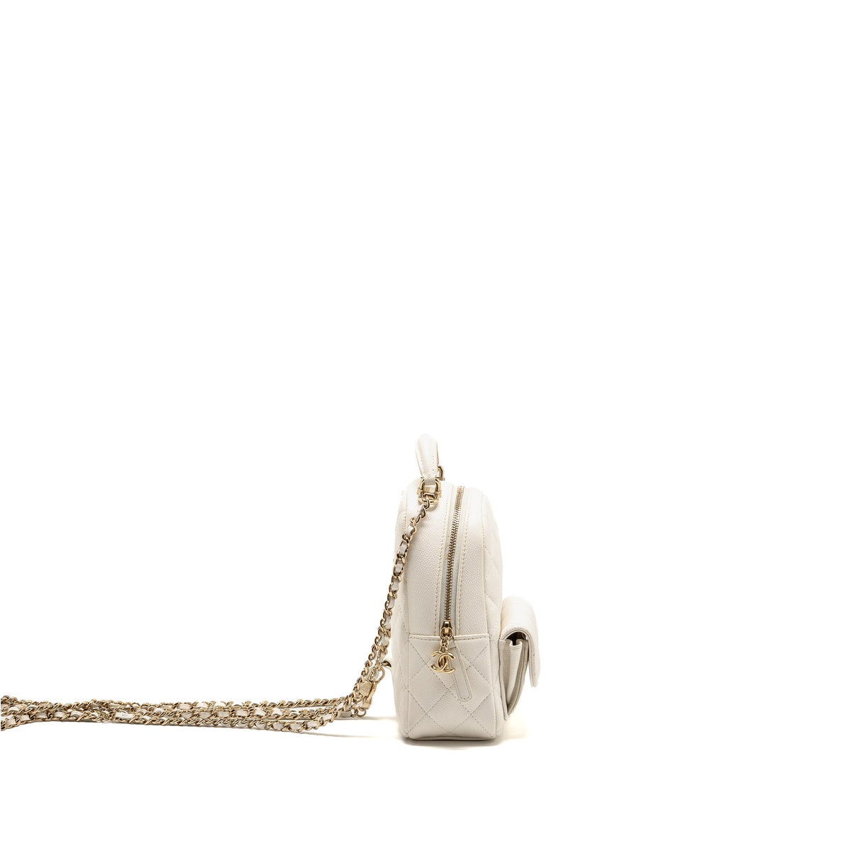 Chanel 24C Mini Backpack Caviar White LGHW (Microchip)
