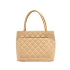 CHANEL VINTAGE MEDALLION TOTE BAG CAVIAR BEIGE GHW