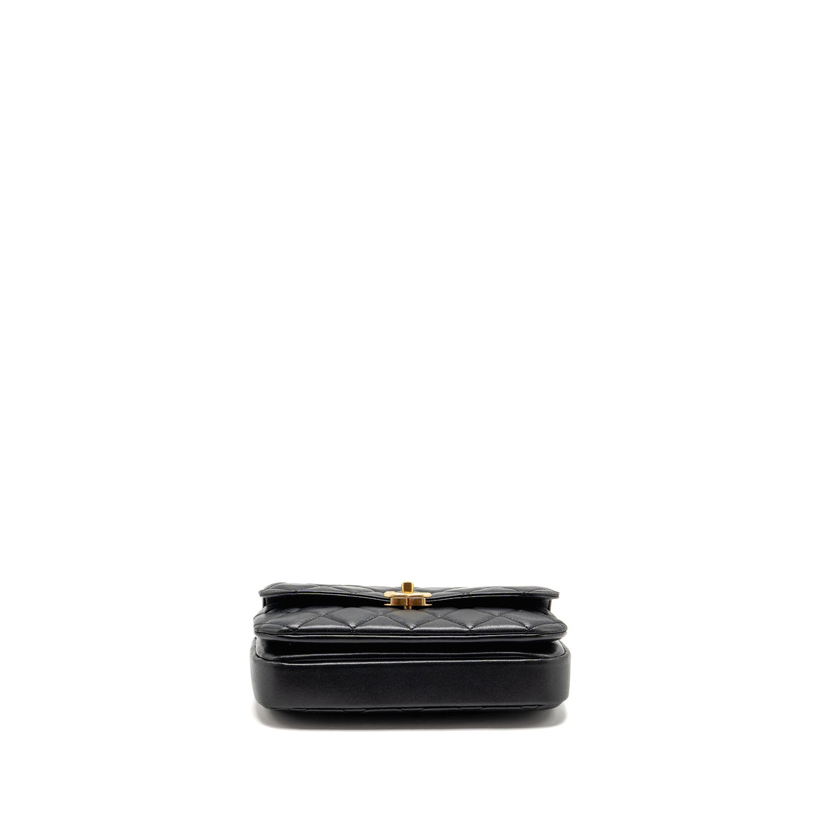 CHANEL 24S CC LOGO TOP HANDLE FLAP BAG WITH CHAIN LAMBSKIN BLACK GHW (MICROCHIP)