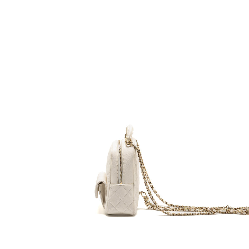Chanel 24C Mini Backpack Caviar White LGHW (Microchip)