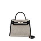 Hermes kelly 28 sellier toile H / swift ecru - black / black SHW