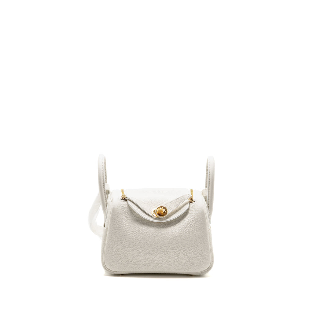 Hermes mini lindy clemence new white GHW