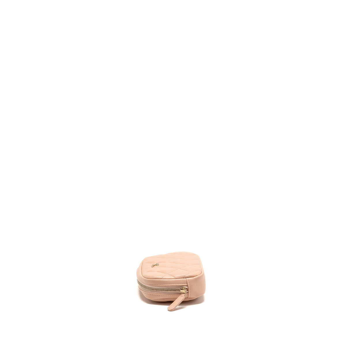 Chanel Small Cosmetic Pouch Caviar Light Beige LGHW (Microchip)