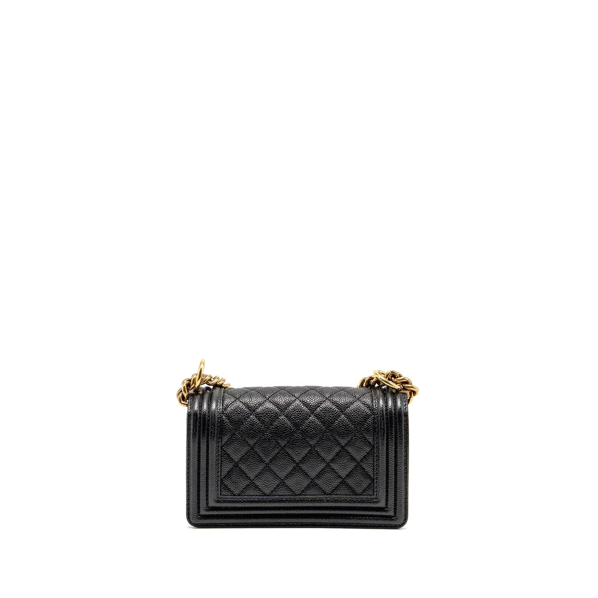 CHANEL SMALL BOY BAG GRAINED CALFSKIN BLACK GHW