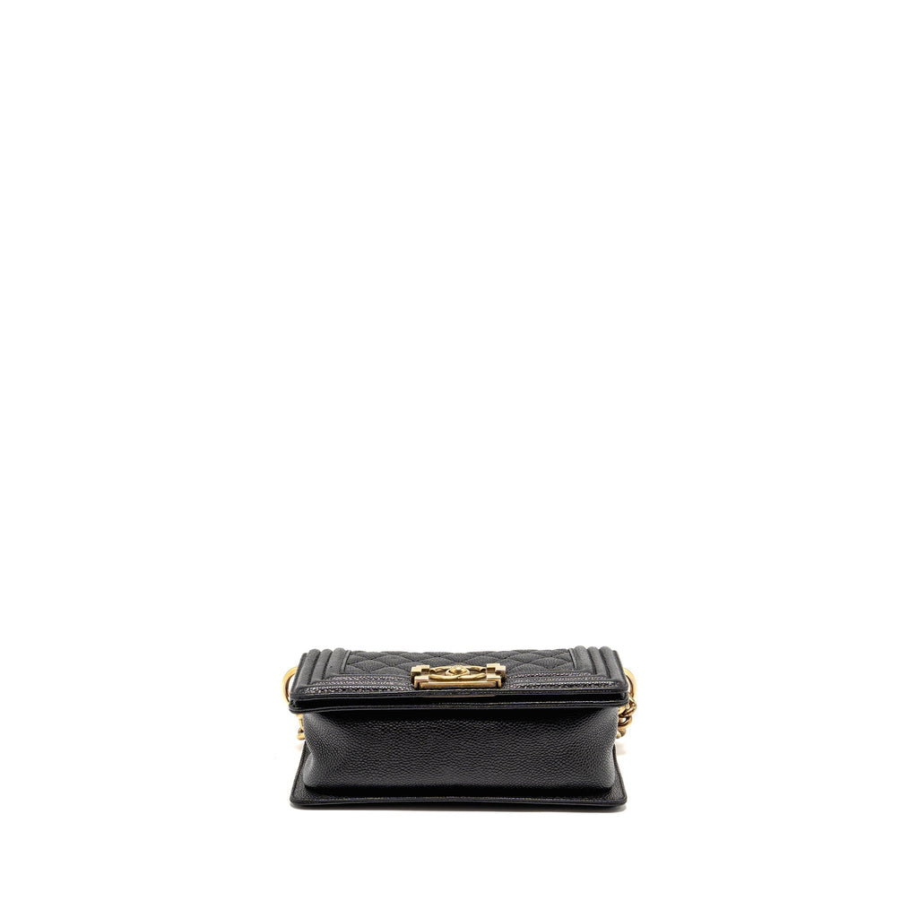 CHANEL SMALL BOY BAG GRAINED CALFSKIN BLACK GHW