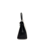 HERMES KELLY 28 SELLIER TOILE H / SWIFT ECRU - BLACK / BLACK SHW