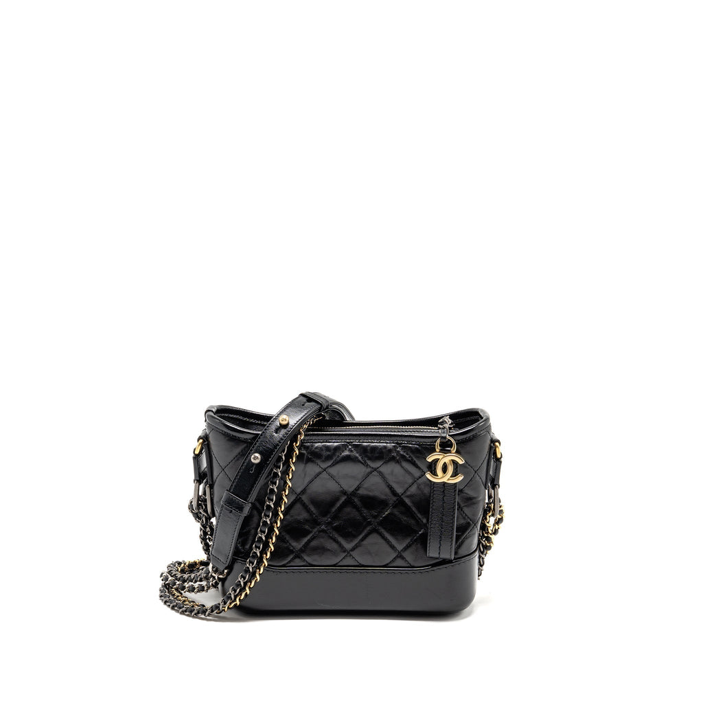 CHANEL SMALL GABRIELLE HOBO BAG AGED CALFSKIN BLACK MULTICOLOUR HARDWARE