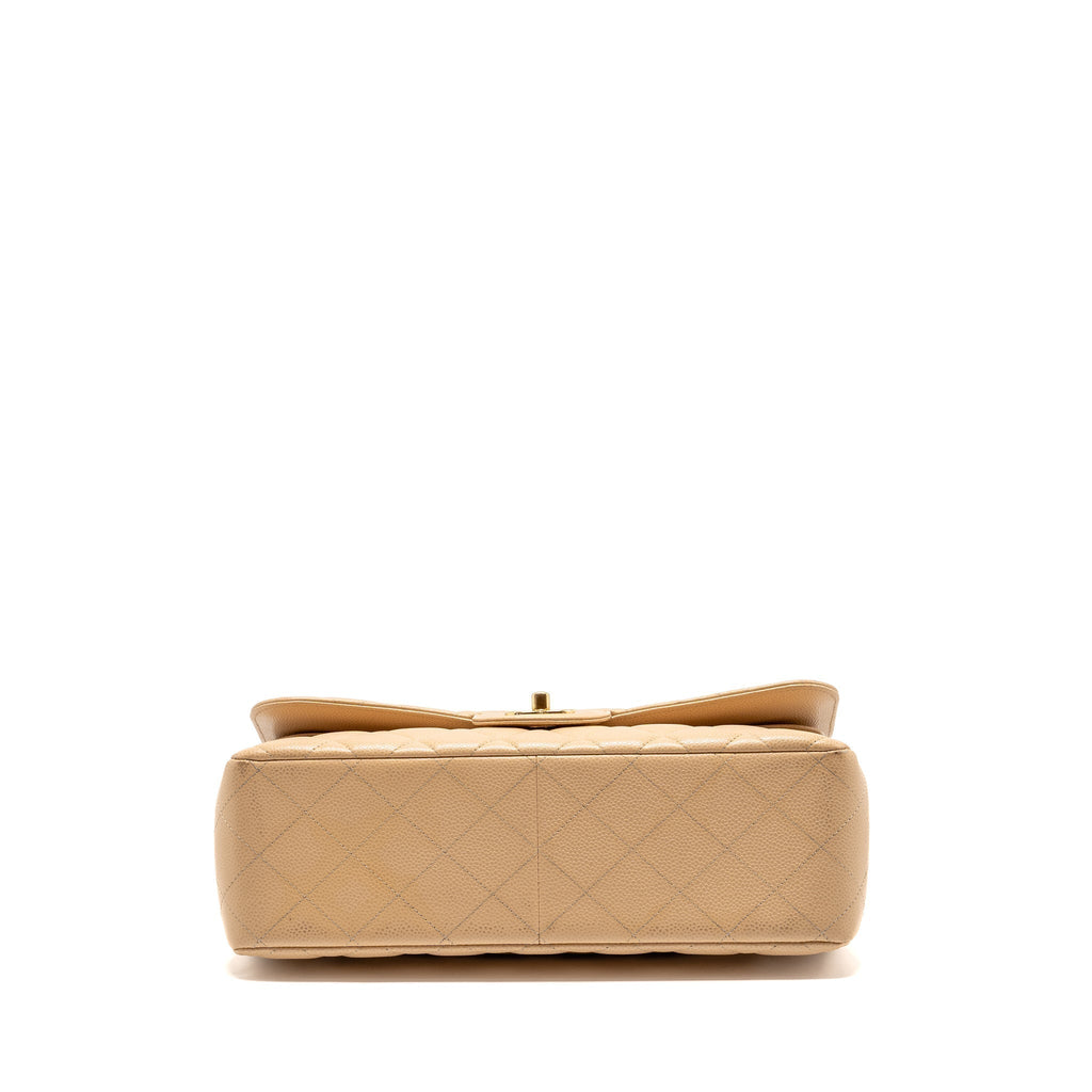 CHANEL JUMBO CLASSIC DOUBLE FLAP BAG CAVIAR BEIGE GHW (MICROCHIP)