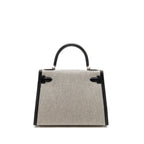 Hermes kelly 28 sellier toile H / swift ecru - black / black SHW